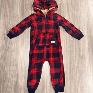 Carter's Red and Black Plaid Hooded Onesie